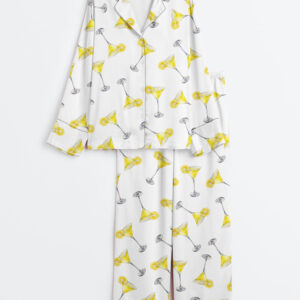 Women's Lemon Drop Martini Long Sleeve Satin Pajamas Set