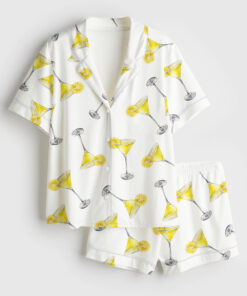 Women's Lemon Drop Martini Short Sleeve Satin Pajama Set