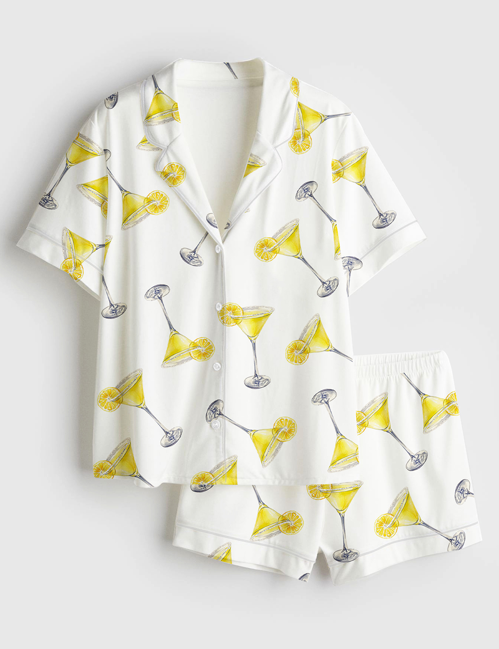 Womenâ€™s Lemon Drop Martini Short Sleeve Satin Pajama Set