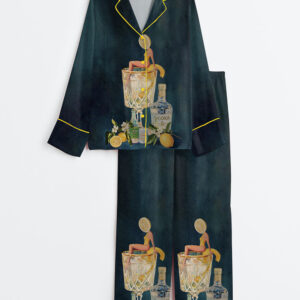 Women's Lemon Vodka Seltzer Refreshing Cocktail Long Sleeve Satin Pajamas Set