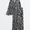 Women's Leopard Print Long Sleeve Satin Pajama Set
