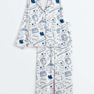 Womenâ€™s Letâ€™s Go Jays Toronto Baseball World Series Long Sleeve Satin Pajama Set