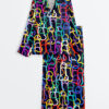 Women's LGBTQ Gay Pride Rainbow Funny Graffiti Penis Line Art Print Long Sleeve Satin Pajamas Set