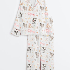 Women's Life On The Farm Long Sleeve Satin Pajama Set