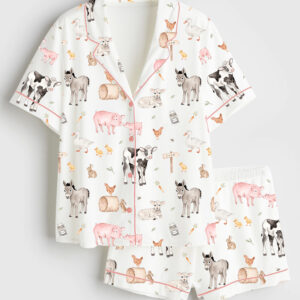 Women's Life On The Farm Short Sleeve Satin Pajama Set
