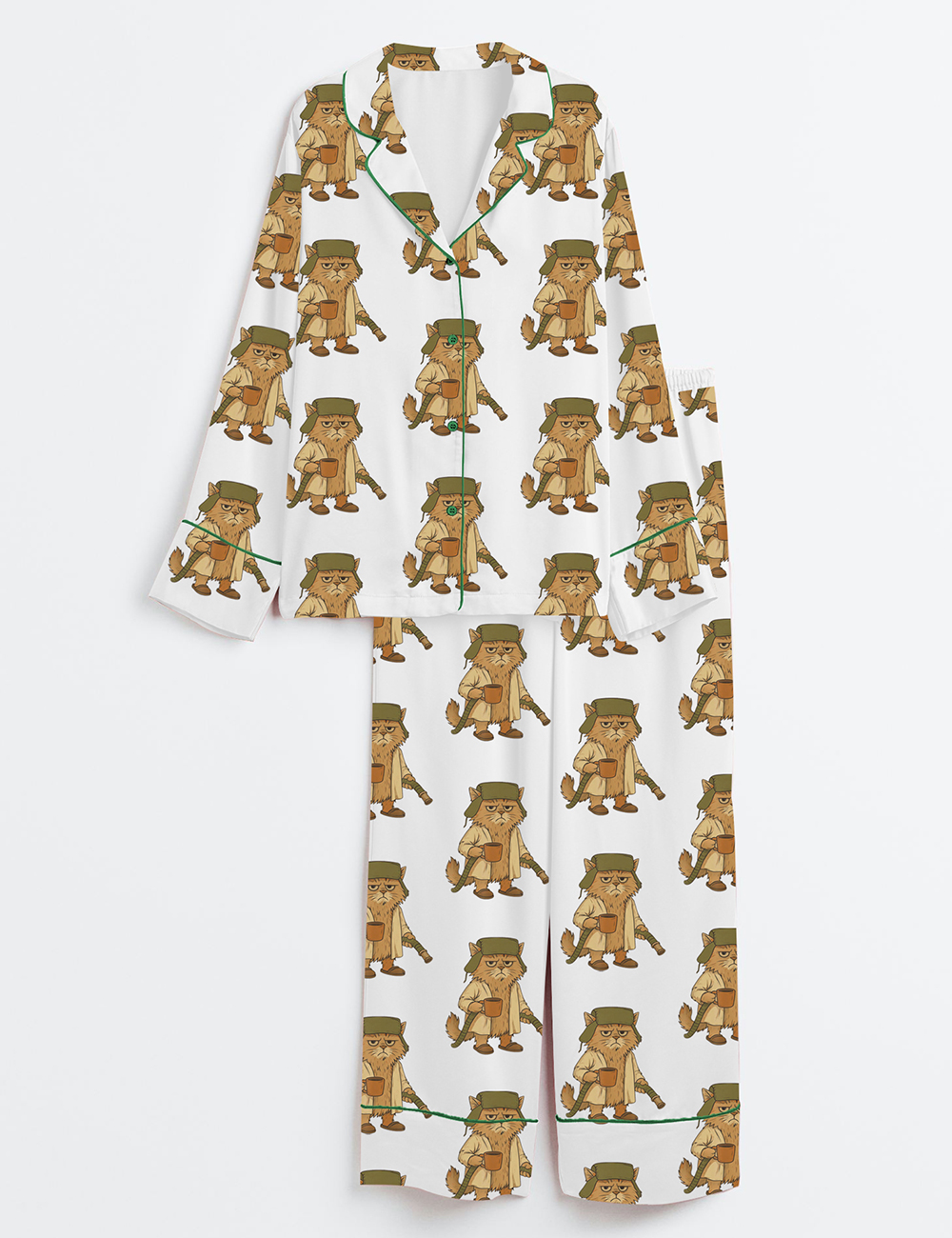 Women’s Litter's Full Funny Cat Parody Christmas Long Sleeve Satin Pajama Set