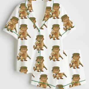 Womenâ€™s Litter's Full Funny Cat Parody Christmas Short Sleeve Satin Pajama Set