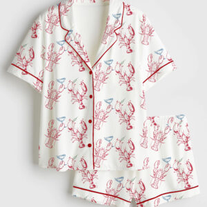 Womenâ€™s Lobster Dirty Martini Short Sleeve Satin Pajama Set