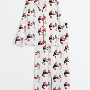 Women's Lobster Found My Lobster Party Getting Married Engagement Wedding Long Sleeve Satin Pajamas Set