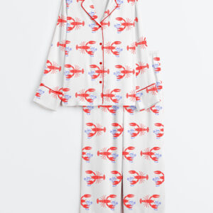 Womenâ€™s Lobster Loves Dirty Martini Long Sleeve Satin Pajama Set