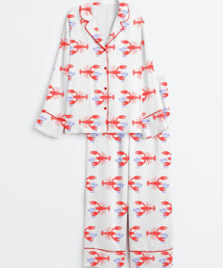 Women's Lobster Loves Dirty Martini Long Sleeve Satin Pajamas Set