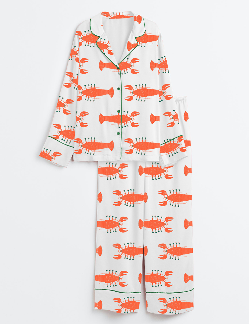 Women’s Lobster On Roller Skate Long Sleeve Satin Pajama Set