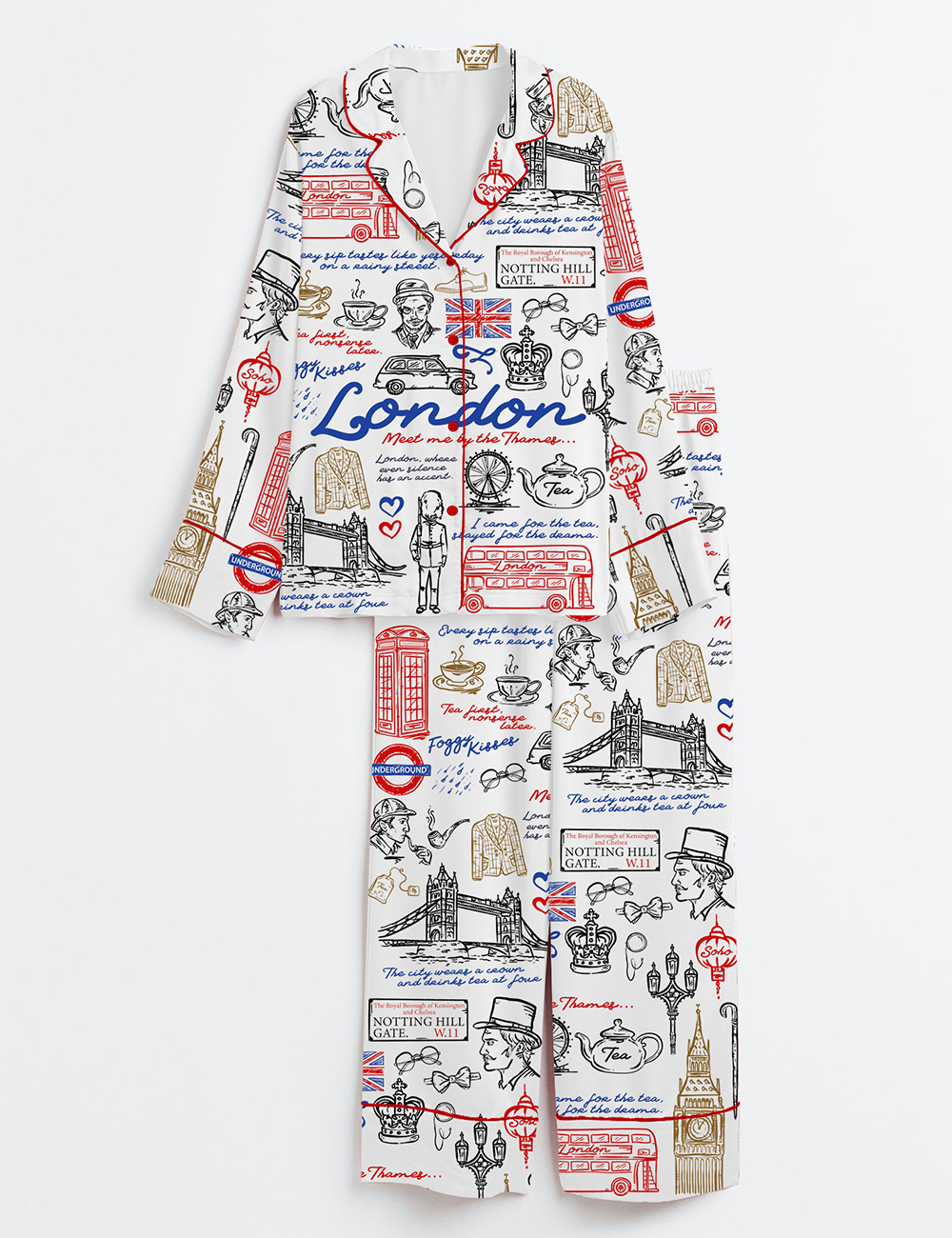 Womenâ€™s London England United Kingdom Travel Long Sleeve Satin Pajama Set