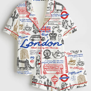 Womenâ€™s London England United Kingdom Travel Short Sleeve Satin Pajama Set