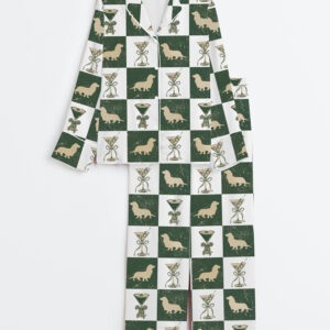 Womenâ€™s Long Haired Dachshund Weenies And Martinis Bachelorette Dog Bach Weenies & Tinis Doxie Long Sleeve Satin Pajama Set