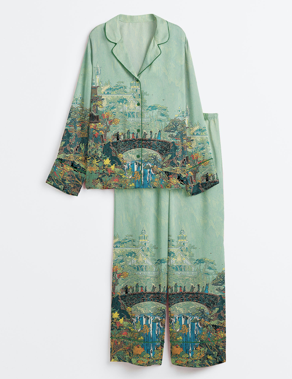 Womenâ€™s Lord Of The Rings Fantasy Fellowship Long Sleeve Satin Pajama Set