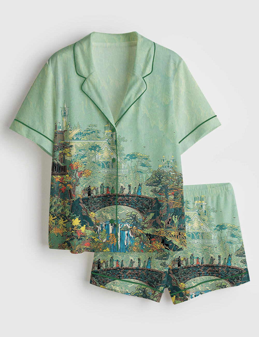 Womenâ€™s Lord Of The Rings Fantasy Fellowship Short Sleeve Satin Pajama Set