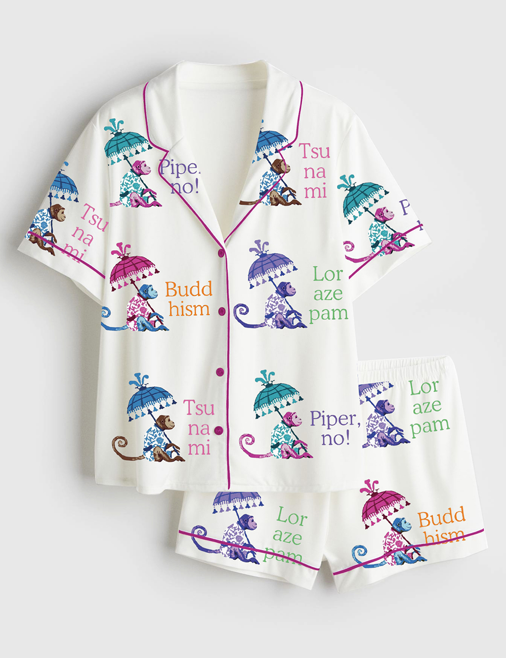 Womenâ€™s Lotus Cocktail The Wife Lotus Short Sleeve Satin Pajama Set