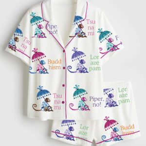 Women's Lotus Cocktail The Wife Lotus Short Sleeve Satin Pajamas Set