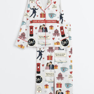 Women's Love Actually Christmas Long Sleeve Satin Family Pajamas Set