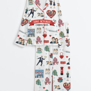 Womenâ€™s Love Actually Christmas Movie Long Sleeve Satin Family Pajama Set