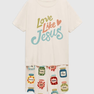 Womenâ€™s Love Like Jesus Jesus Is My Jam Christian Short Sleeve Pajama Set