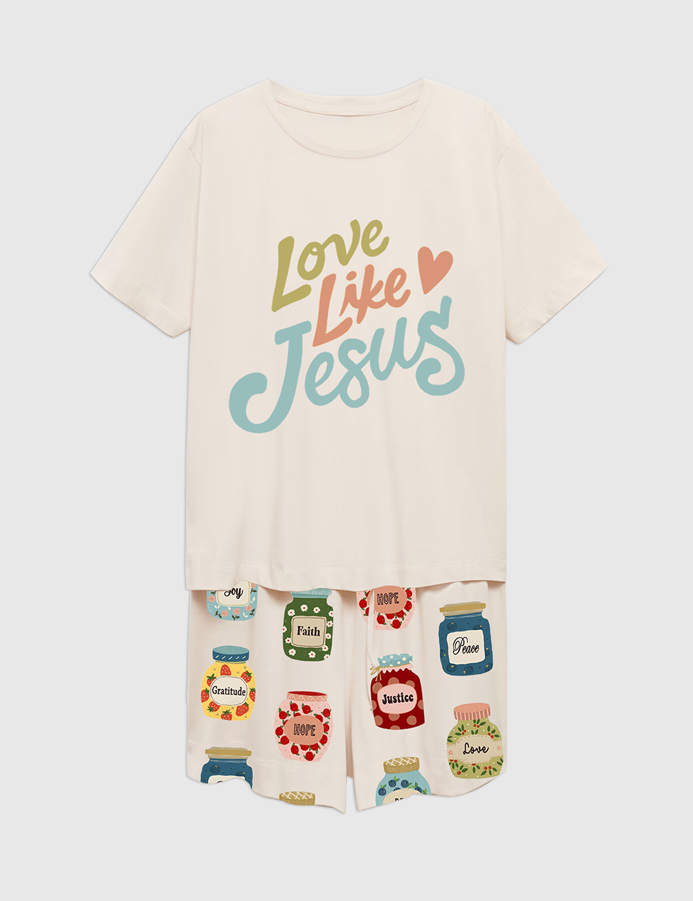 Womenâ€™s Love Like Jesus Jesus Is My Jam Christian Short Sleeve Pajama Set