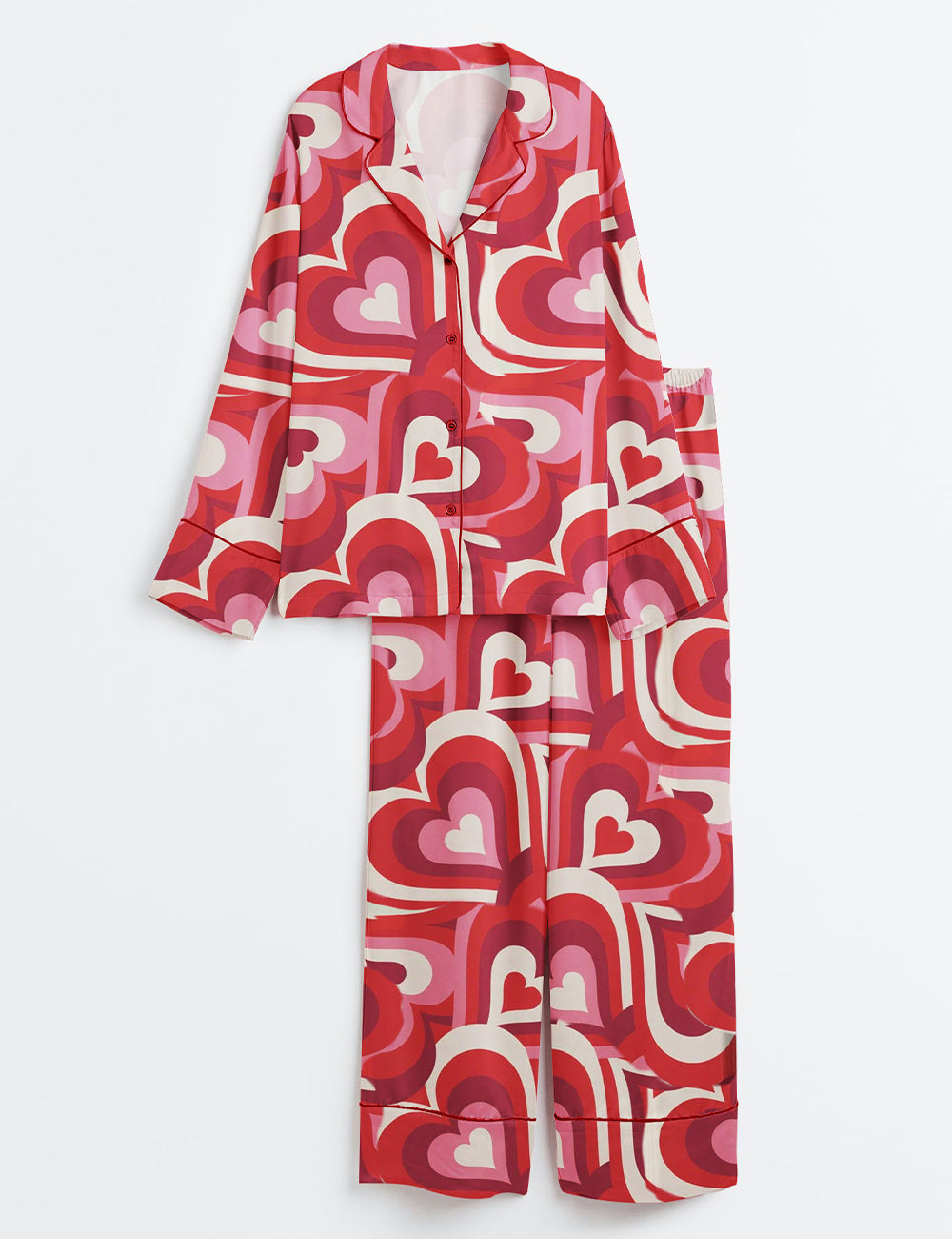 Women's Love Song Valentine's Day Long Sleeve Satin Pajama Set