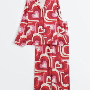 Women's Love Song Valentine's Day Long Sleeve Satin Pajama Set