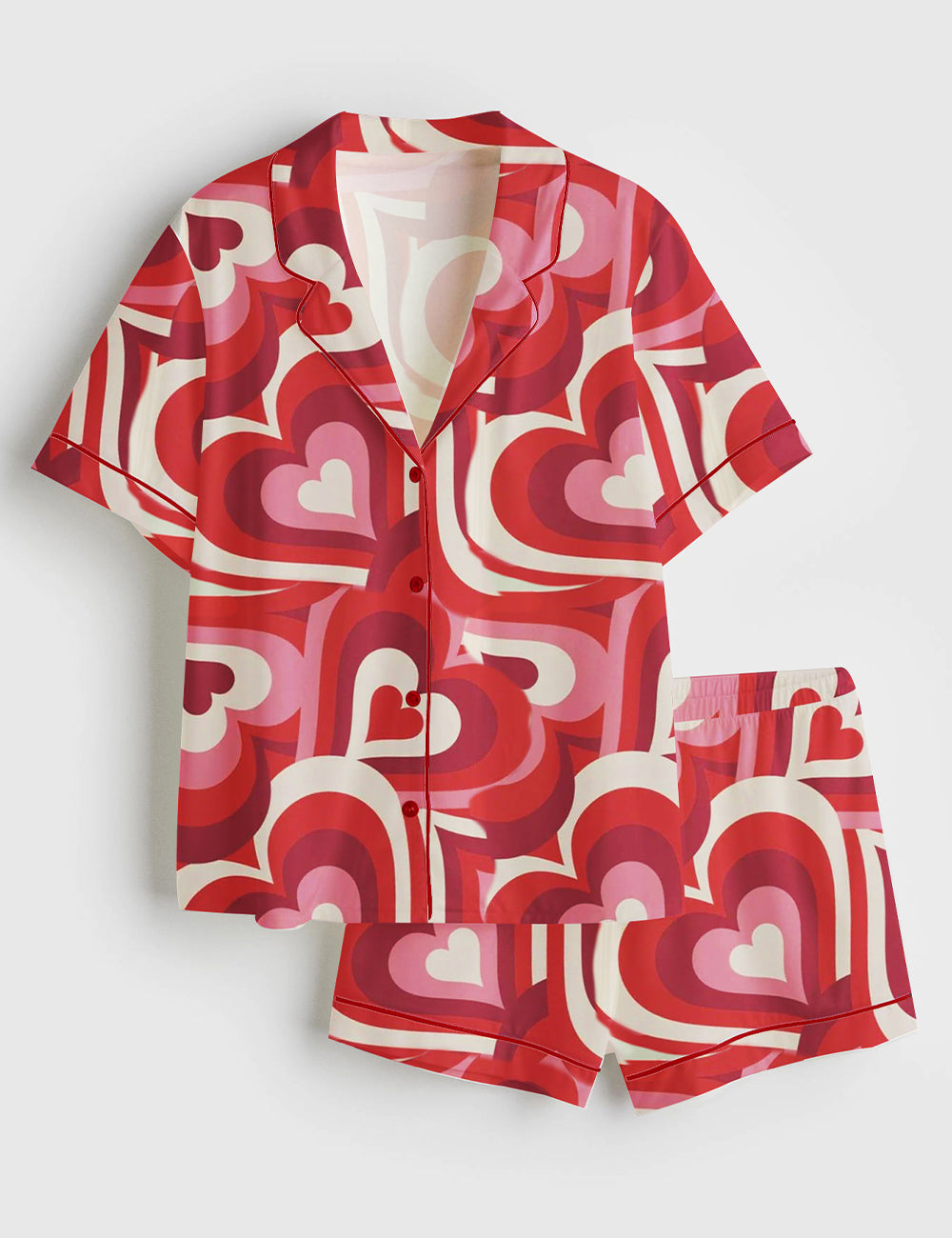 Women's Love Song Valentine's Day Short Sleeve Satin Pajama Set