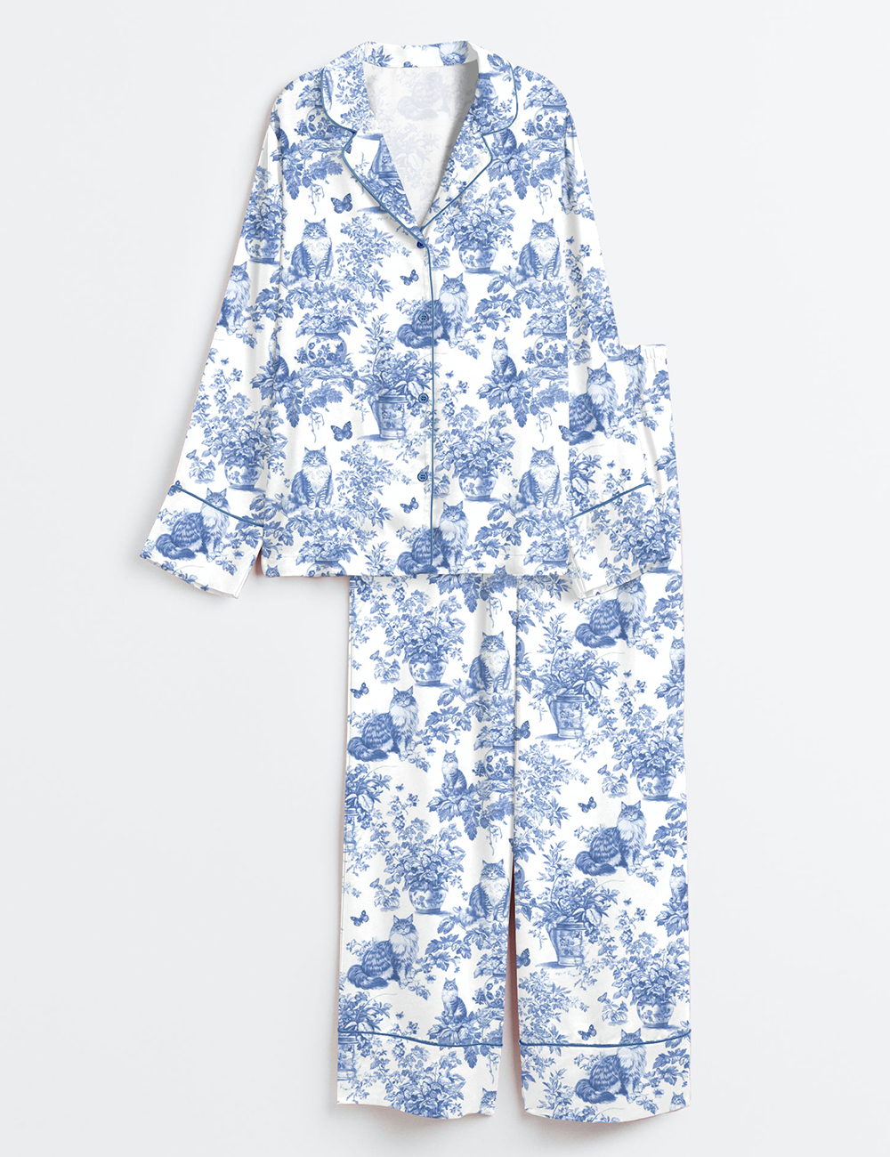 Womenâ€™s Maine Coon Cat Cat Lover Long Sleeve Satin Pajama Set