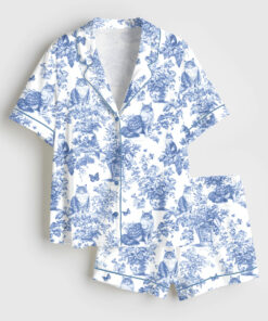 Women's Maine Coon Cat Cat Lover Short Sleeve Satin Pajama Set