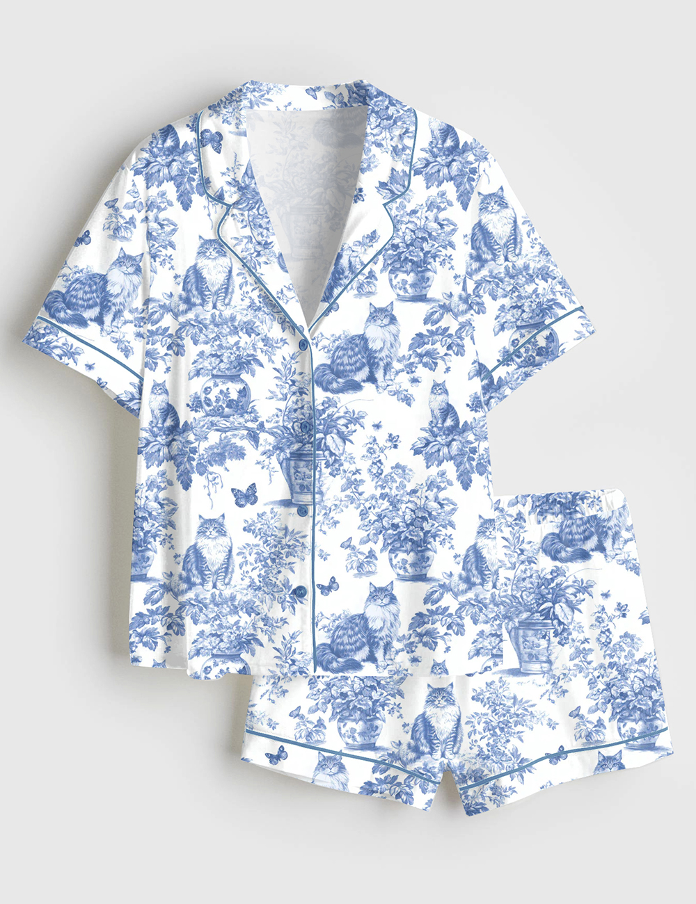 Womenâ€™s Maine Coon Cat Cat Lover Short Sleeve Satin Pajama Set