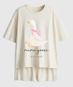 Women's Mama Goose Silly Goose Cute Mom Mother's Day Gift Short Sleeve Pajama Set