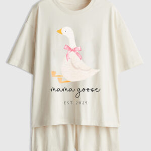 Women's Mama Goose Silly Goose Cute Mom Mother's Day Gift Short Sleeve Pajamas Set