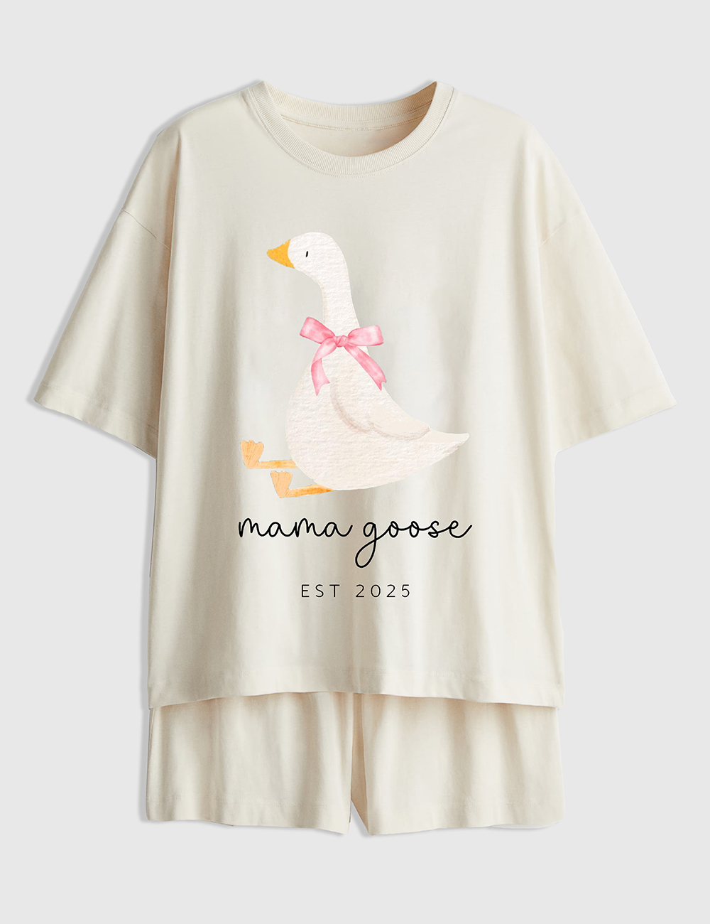 Women's Mama Goose Silly Goose Cute Mom Mother's Day Gift Short Sleeve Pajamas Set