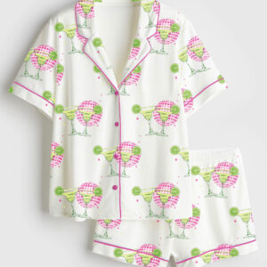 Womenâ€™s Margs and Matrimony Final Fiesta Wine Short Sleeve Satin Pajama Set