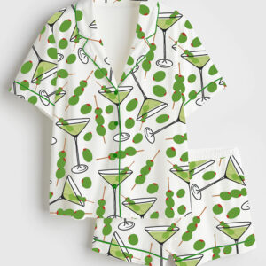 Women's Martini Short Sleeve Satin Pajama Set