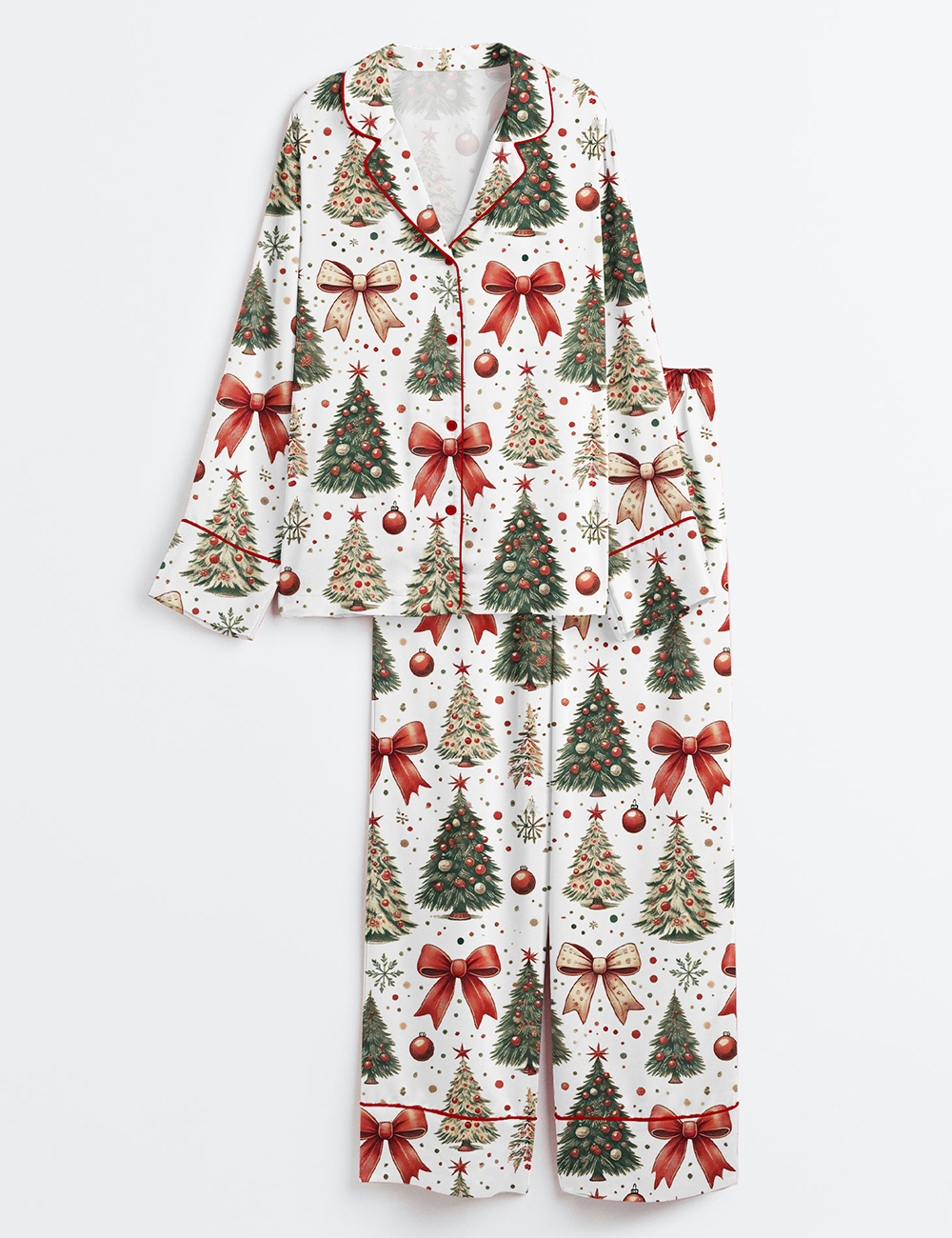 Womenâ€™s Merry Christmas Holiday Long Sleeve Satin Pajama Set