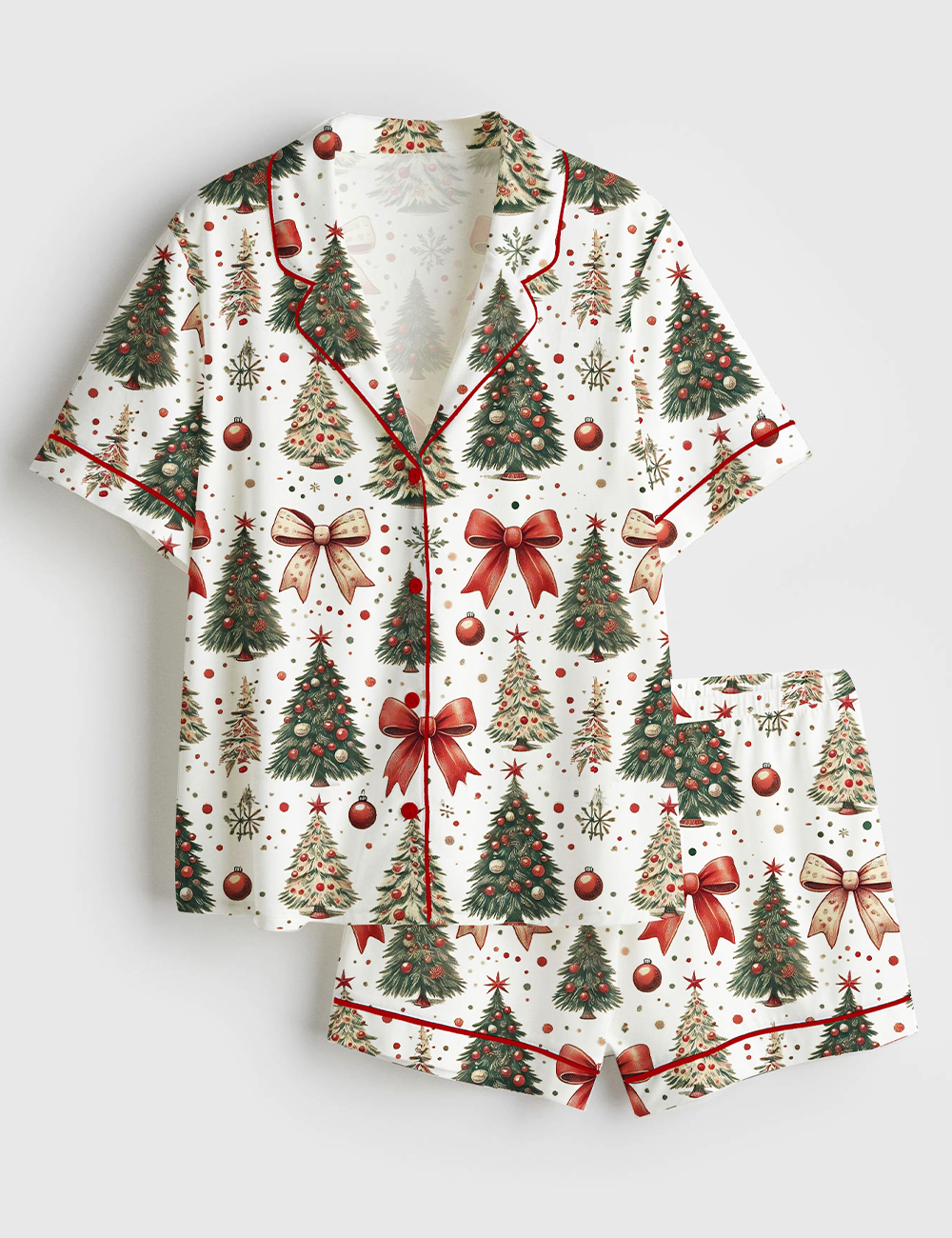 Womenâ€™s Merry Christmas Holiday Short Sleeve Satin Pajama Set