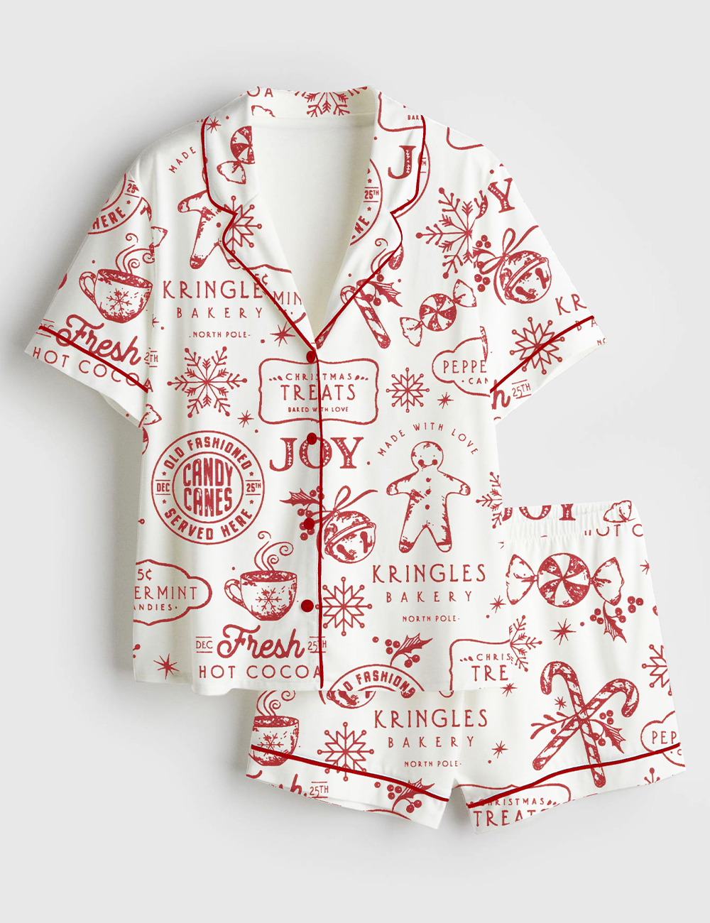 Womenâ€™s Merry Little Christmas Treats Cookies Short Sleeve Satin Pajama Set