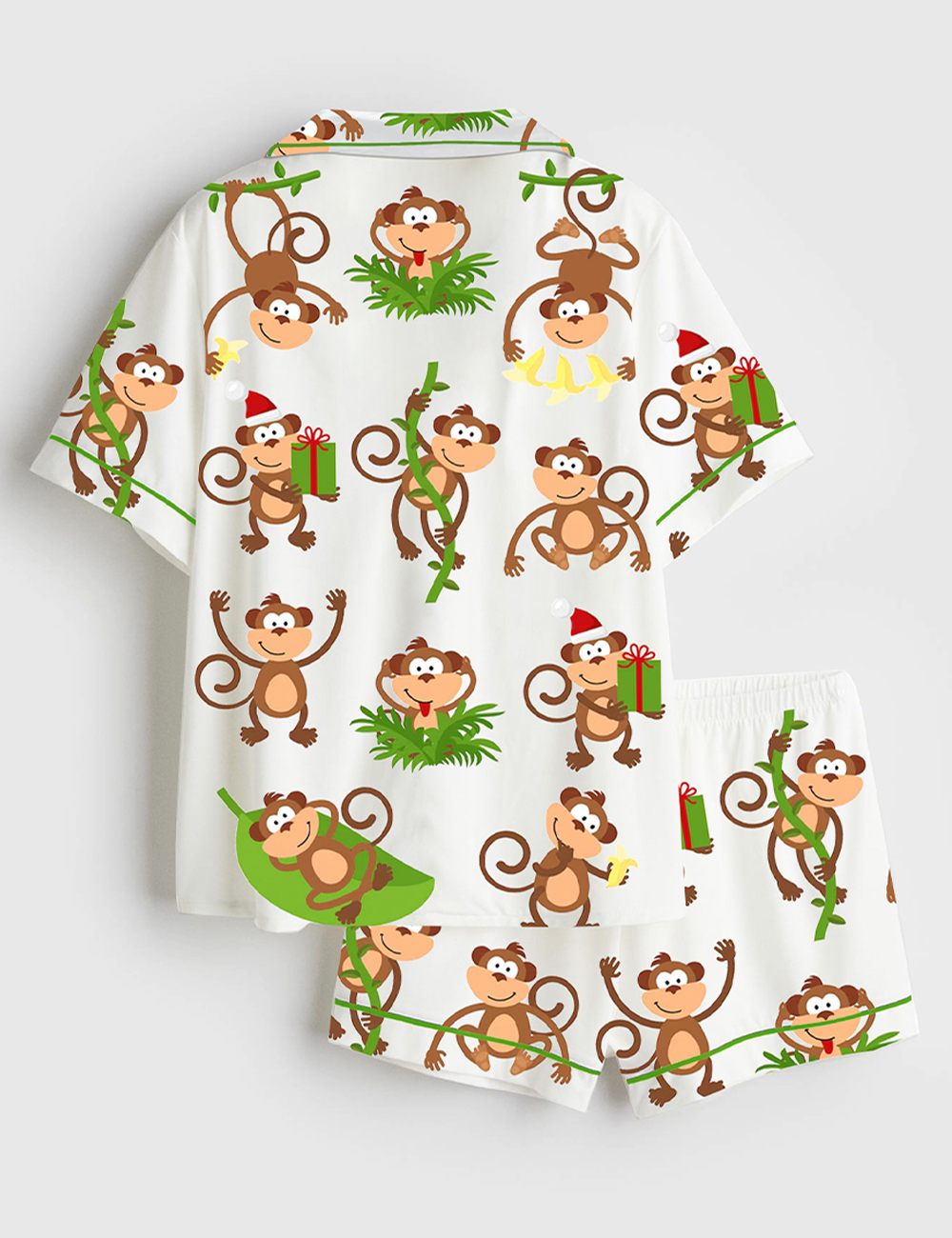 Women's Monkeys Short Sleeve Satin Pajama Set - Image 2