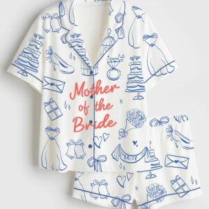 Womenâ€™s Mother Of The Bride Wedding Short Sleeve Satin Pajama Set