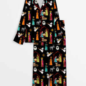Womenâ€™s Nativity Christmas Long Sleeve Satin Pajama Set
