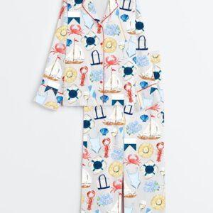 Womenâ€™s New England Summer Dreaming Long Sleeve Satin Pajama Set