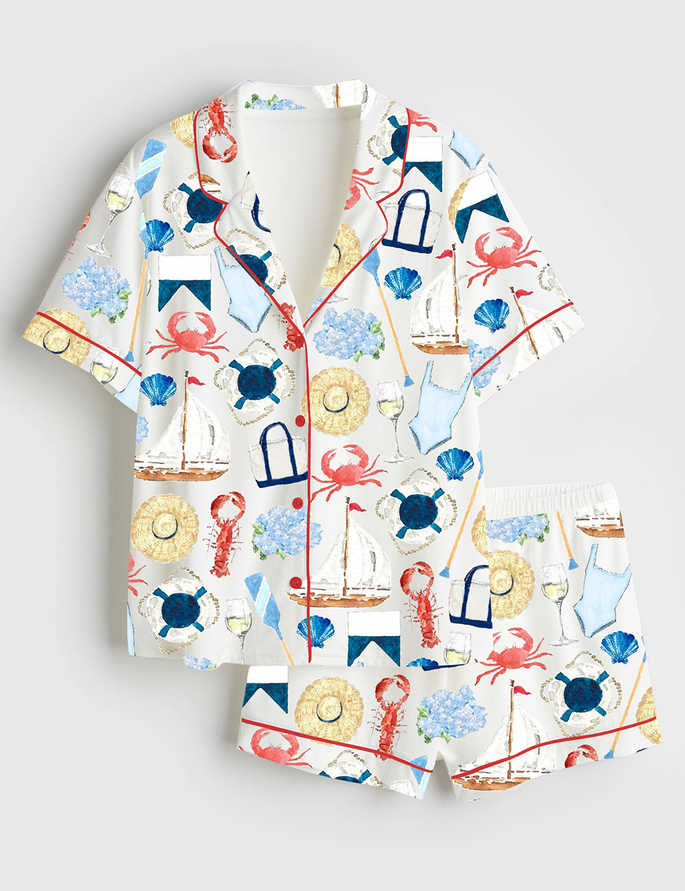 Womenâ€™s New England Summer Dreaming Short Sleeve Satin Pajama Set