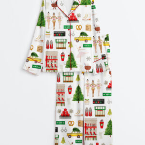 Womenâ€™s New York City NYC Christmas Long Sleeve Satin Pajama Set