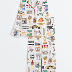 Womenâ€™s New York CityÂ Travel Journal Long Sleeve Satin Pajama Set
