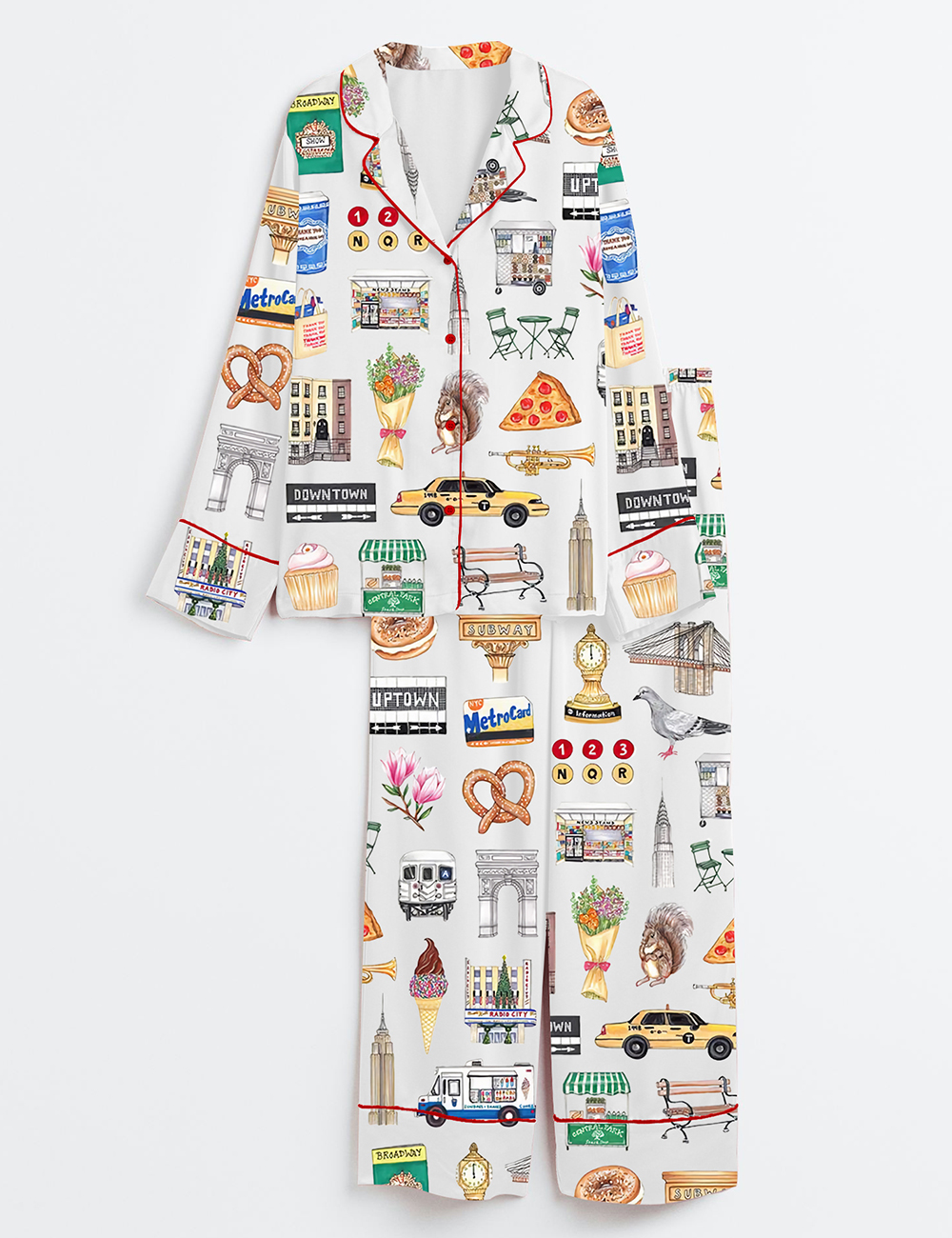 Womenâ€™s New York CityÂ Travel Journal Long Sleeve Satin Pajama Set