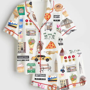 Womenâ€™s New York CityÂ Travel Journal Short Sleeve Satin Pajama Set